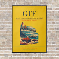 Thumbnail for Great Falls International Airport GTF vertical canvas print - framed - yellow background