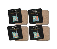 Thumbnail for Sydney–J.A. Douglas McCurdy Airport (YQY) design on black 4 pieces set coaster