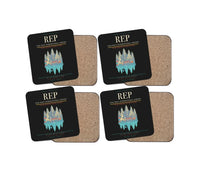 Thumbnail for Siem Reap International Airport (REP) design on black 4 pieces set coaster