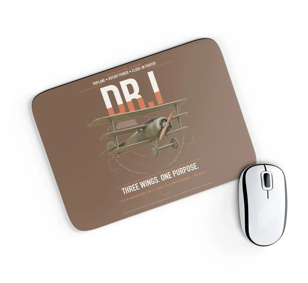 Fokker Dr.I design on brown rectangle mouse pad