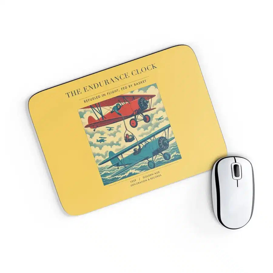 VINTAGE G4203 - The Endurance Clock - Designed Mouse Pads design on yellow rectangle