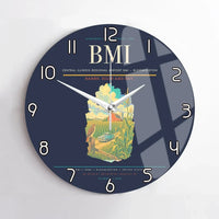 Thumbnail for Central Illinois Regional Airport (BMI) design on navy blue no frame wall clock