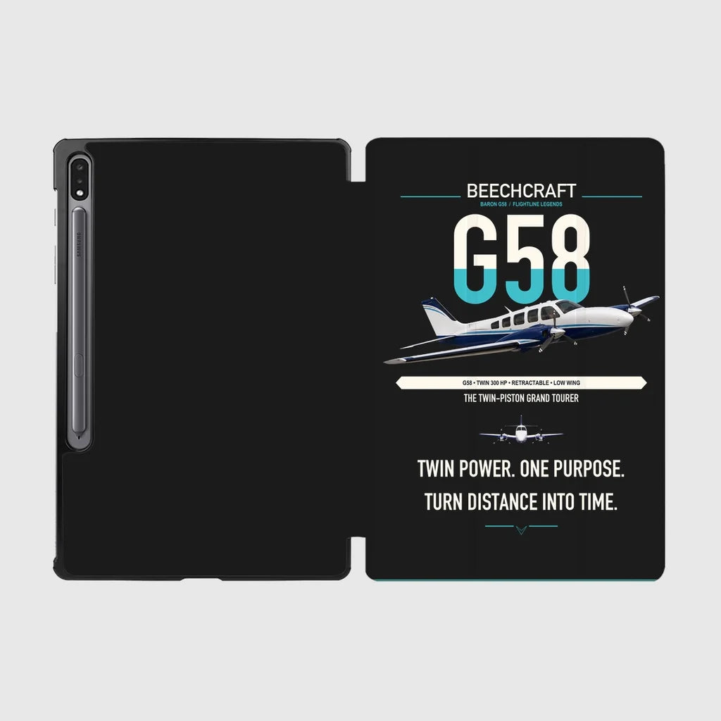 Beechcraft Baron G58 design on black samsung tablet tablet case