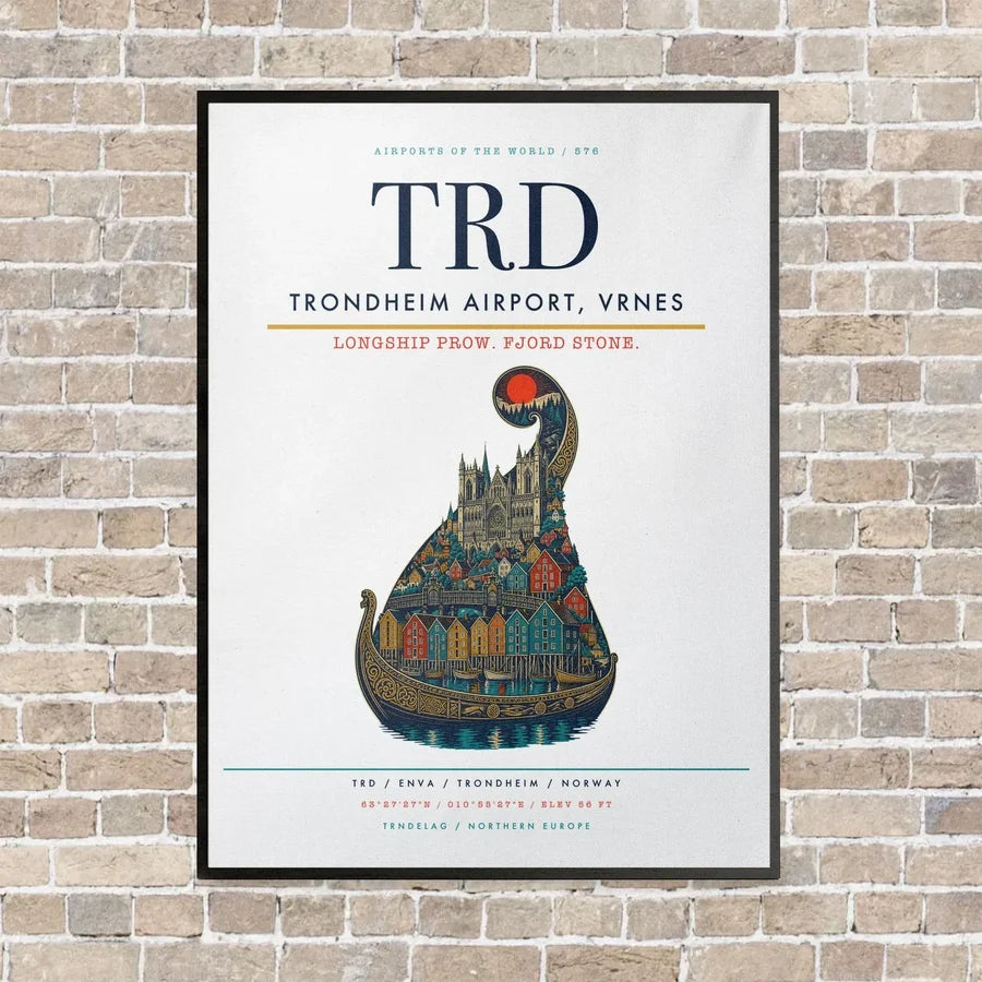 Trondheim Airport, Vrnes TRD - Canvas Framed - White