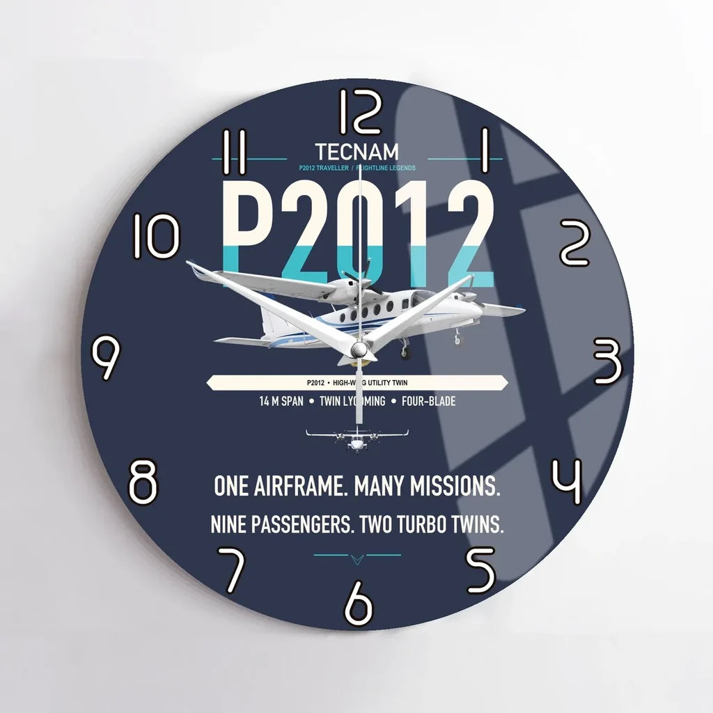 Tecnam P2012 Traveller design on navy blue no frame wall clock