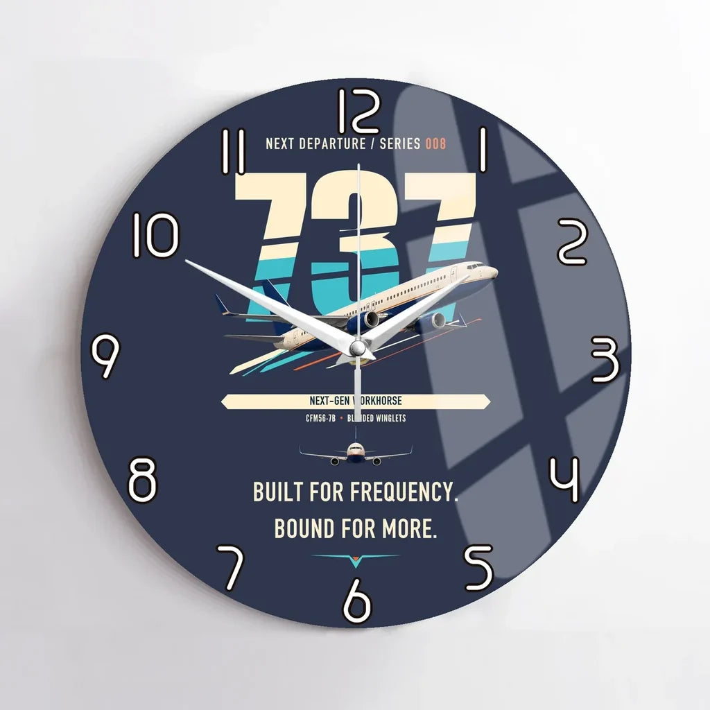 Boeing 737-800 NG design on navy blue no frame wall clock