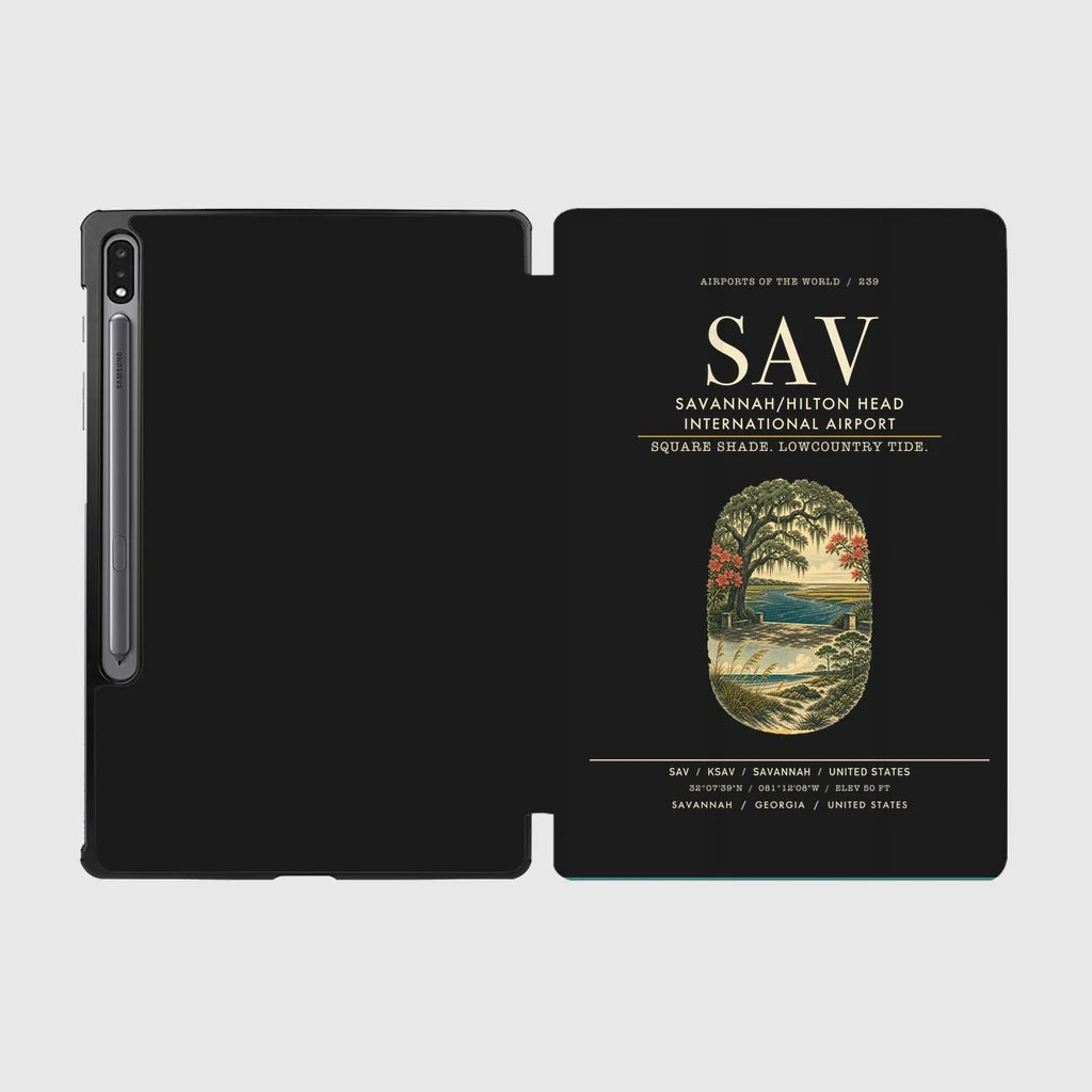 Savannah-Hilton Head International Airport (SAV) design on black samsung tablet tablet case