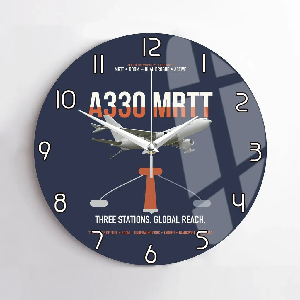 Airbus A330 MRTT design on navy blue no frame wall clock