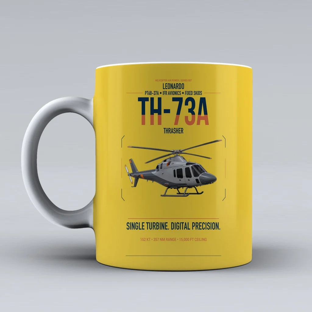 Leonardo TH-73A Thrasher design on yellow ceramic mug, double-side print