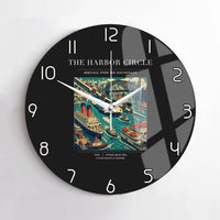 Thumbnail for VINTAGE G4059 - The Harbor Circle - Designed Wall Clocks design on black no-frame