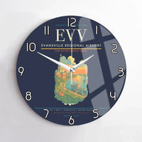 Thumbnail for Evansville Regional Airport (EVV) design on navy blue no frame wall clock