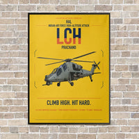 Thumbnail for HAL LCH Prachand vertical canvas print - framed - yellow background