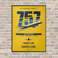 Thumbnail for Boeing 757-300 vertical canvas print - framed - yellow background