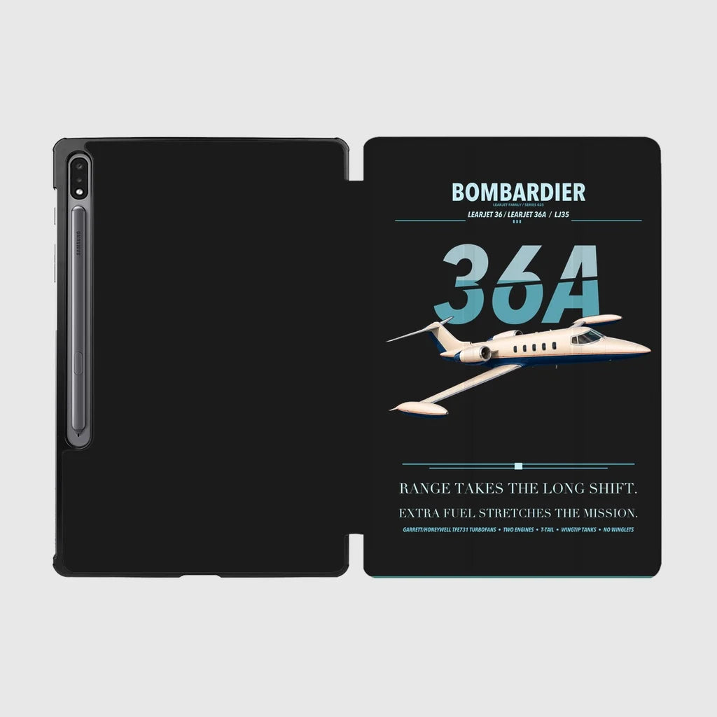 Bombardier Learjet 36A design on black samsung tablet tablet case