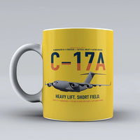 Thumbnail for C-17A Globemaster III design on yellow ceramic mug, double-side print