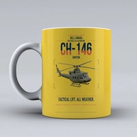 Thumbnail for Bell Canada CH-146 Griffon design on yellow ceramic mug, double-side print