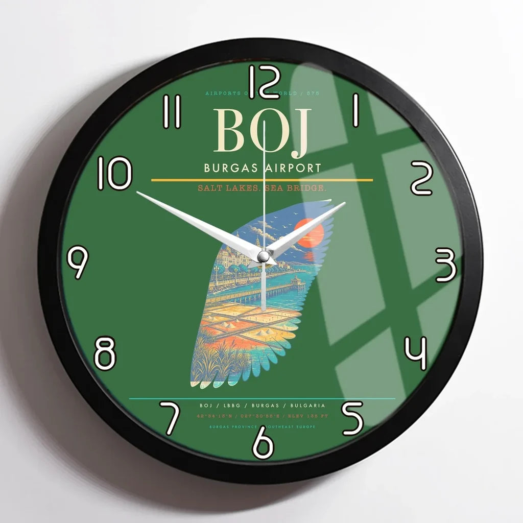 Burgas Airport BOJ Wall-Clock Framed - Green