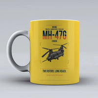 Thumbnail for Boeing MH-47G Chinook design on yellow ceramic mug, double-side print