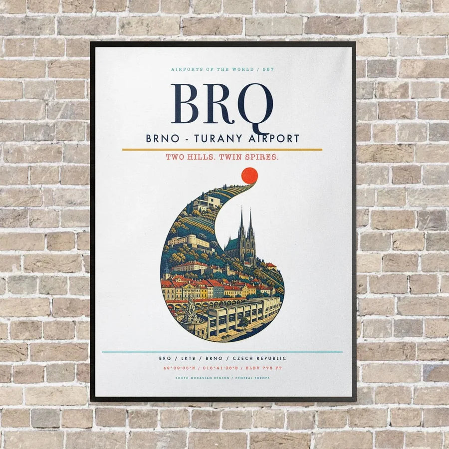 Brno - Turany Airport BRQ - Canvas Framed - White