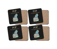 Thumbnail for Gregorio Luperón International Airport (POP) design on black 4 pieces set coaster