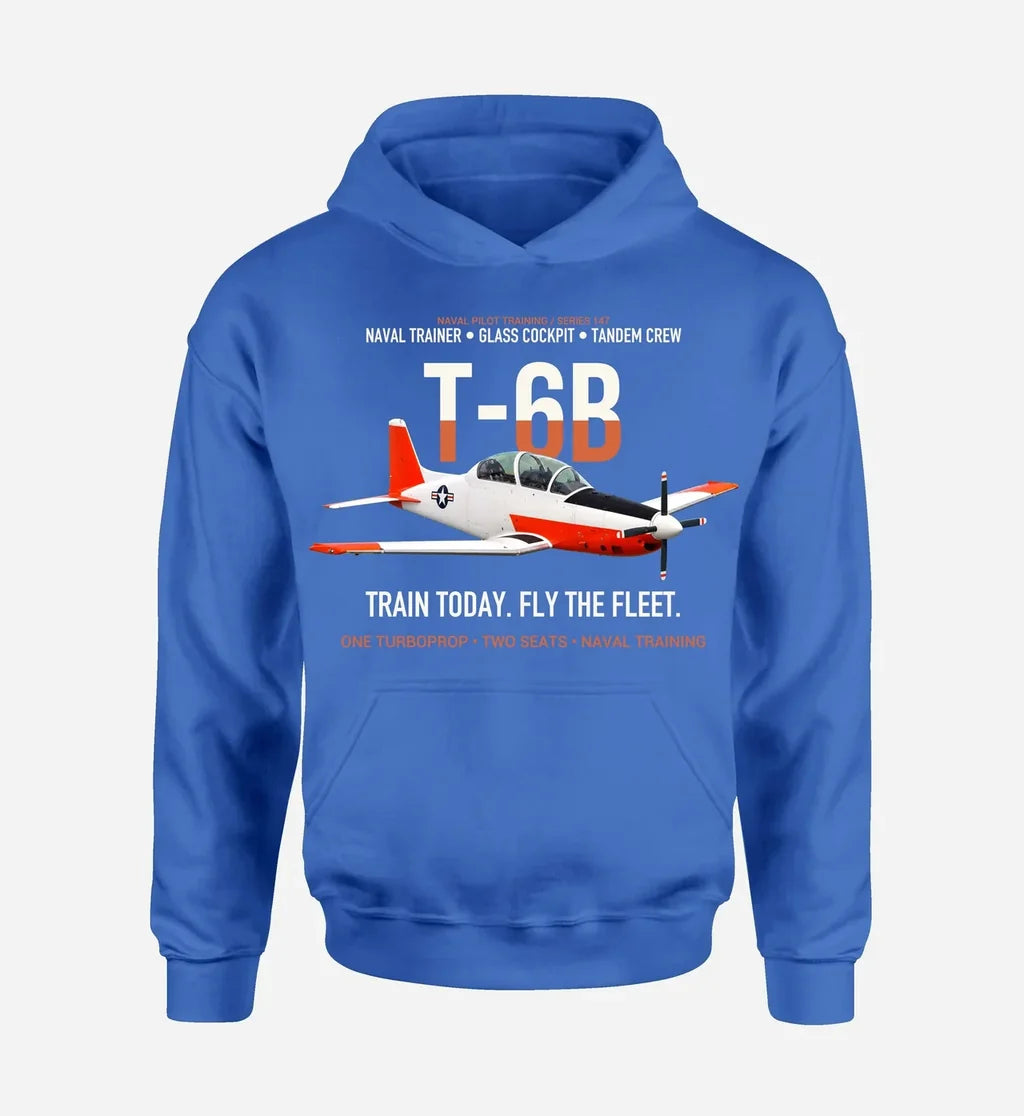 T-6B TEXAN II design on blue hoodie single side