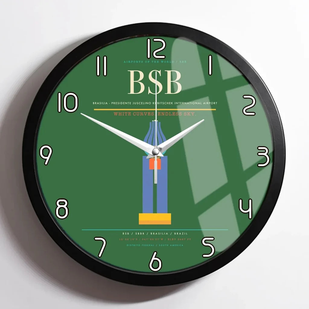 Brasilia - Presidente Juscelino Kubitschek International Airport BSB Wall-Clock Framed - Green