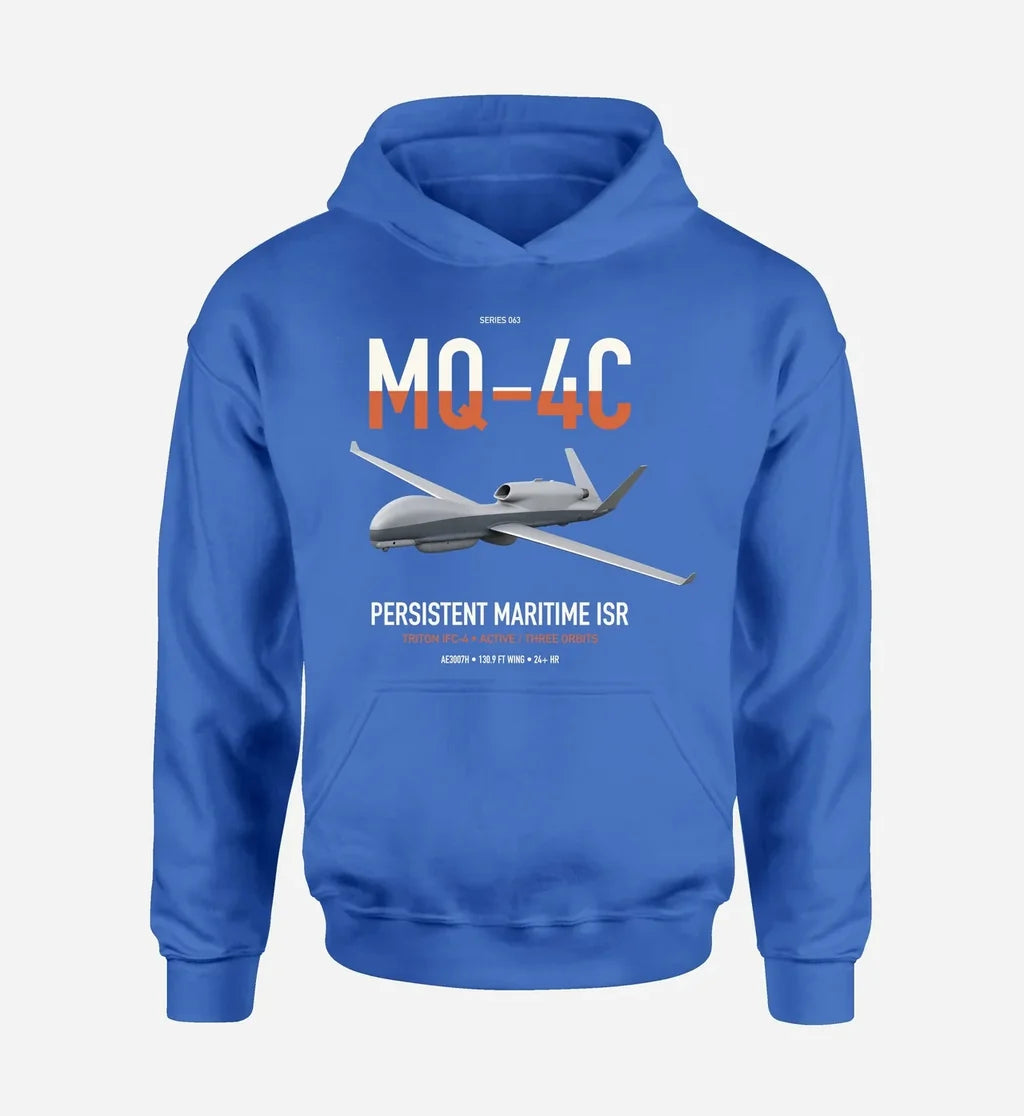 MQ-4C Triton IFC-4 design on blue double-side hoodie, single-side print