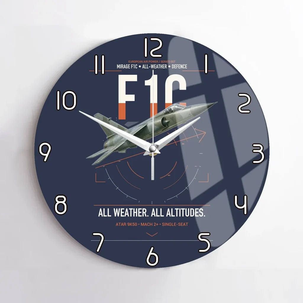 Dassault Mirage F1C design on navy blue no frame wall clock
