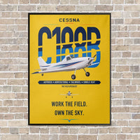 Thumbnail for Cessna A188B AgTruck vertical canvas print - framed - yellow background