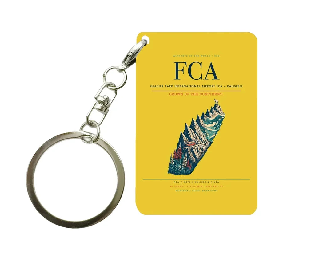 Glacier Park International Airport (FCA) design on yellow key chain