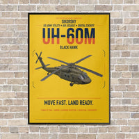 Thumbnail for Sikorsky UH-60M Black Hawk vertical canvas print - framed - yellow background