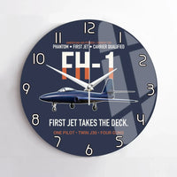 Thumbnail for FH-1 Phantom First Jet Takes the Deck design on navy blue no frame wall clock