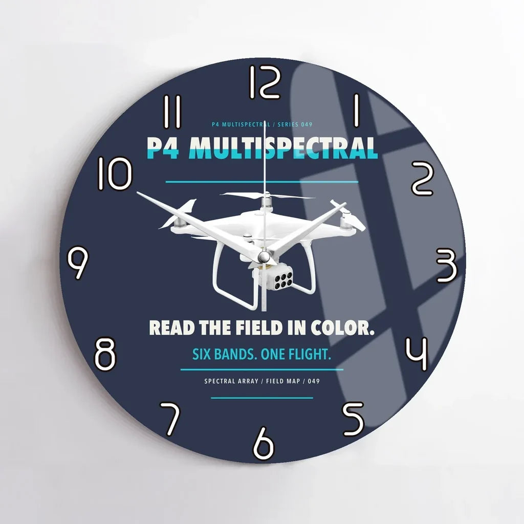 DJI P4 Multispectral design on navy blue no frame wall clock