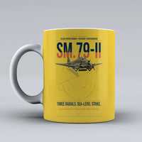 Thumbnail for Savoia-Marchetti SM.79-II Sparviero design on yellow ceramic mug, double-side print