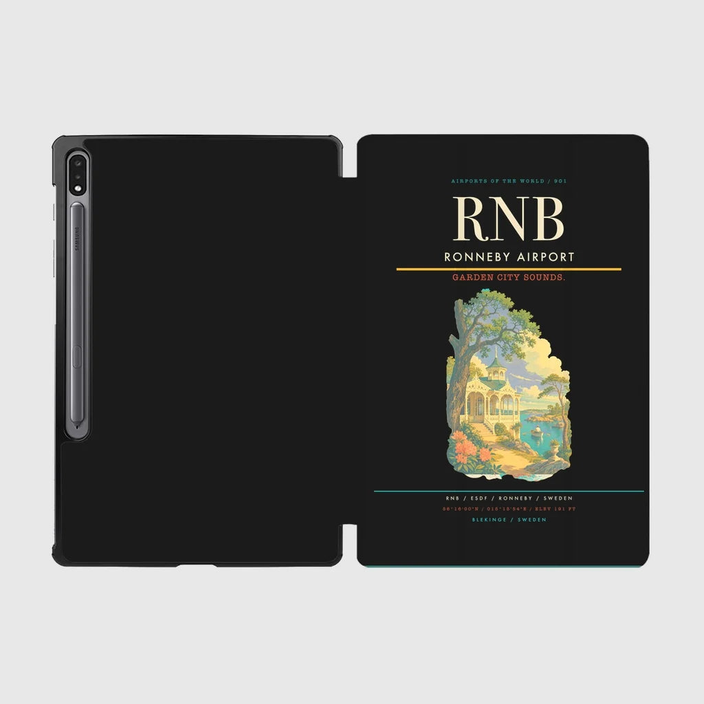 Ronneby Airport (RNB) design on black samsung tablet tablet case