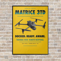 Thumbnail for DJI Matrice 3TD vertical canvas print - framed - yellow background