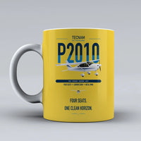 Thumbnail for Tecnam P2010 design on yellow ceramic mug, double-side print