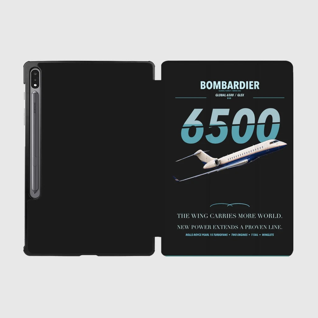 Bombardier Global 6500 design on black samsung tablet tablet case