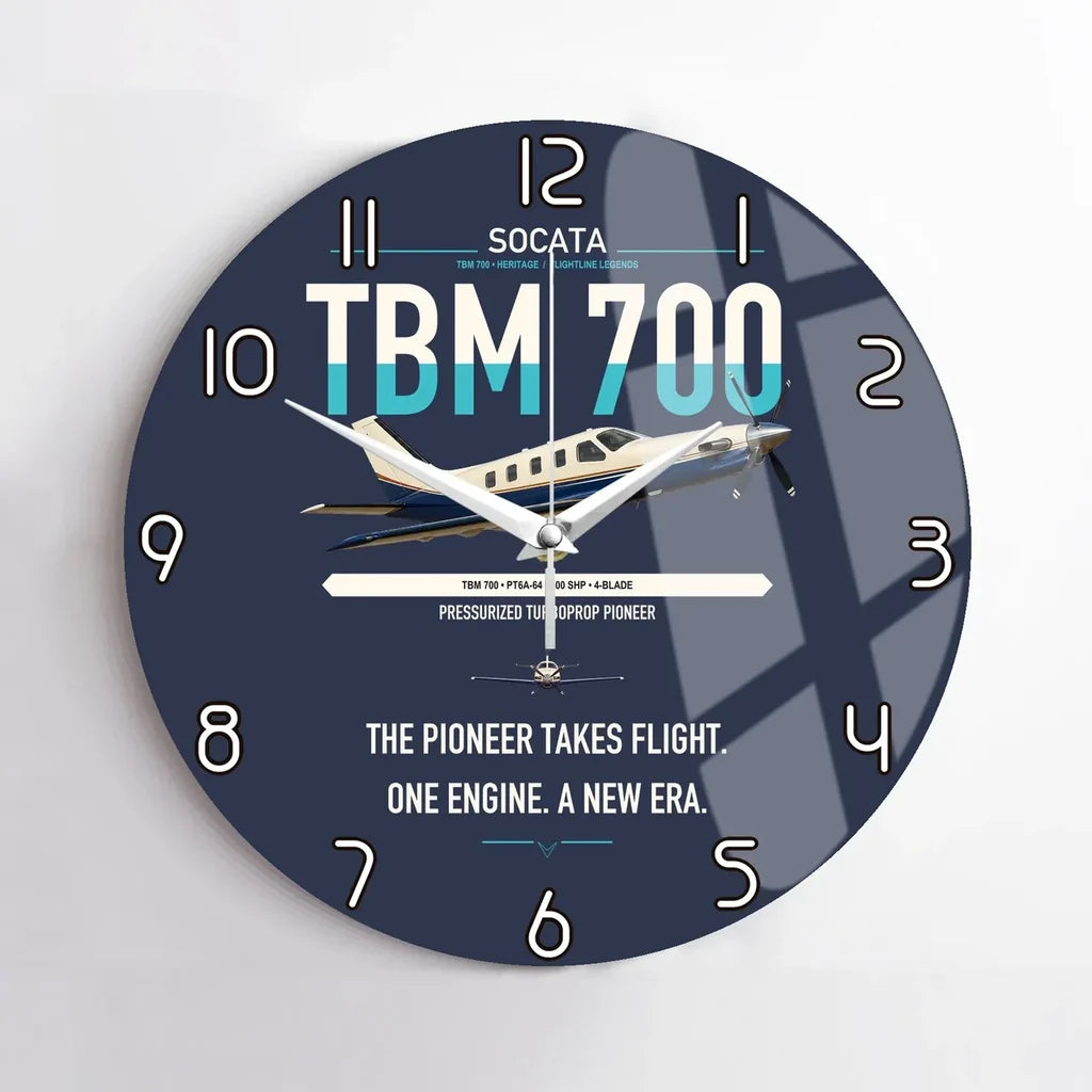 Socata TBM 700 design on navy blue no frame wall clock