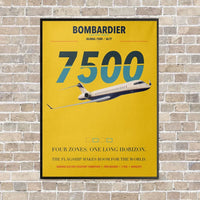 Thumbnail for Bombardier Global 7500 vertical canvas print - framed - yellow background
