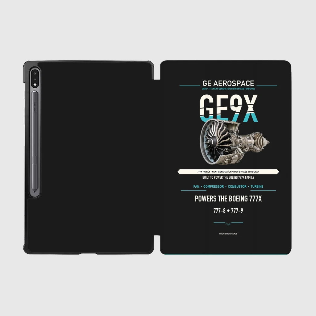 GE9X design on black samsung tablet tablet case
