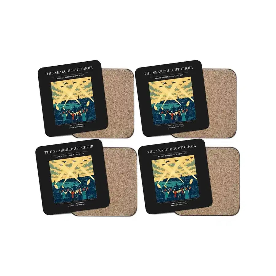The Searchlight Choir - Designed Coasters design on black 4-pieces-set