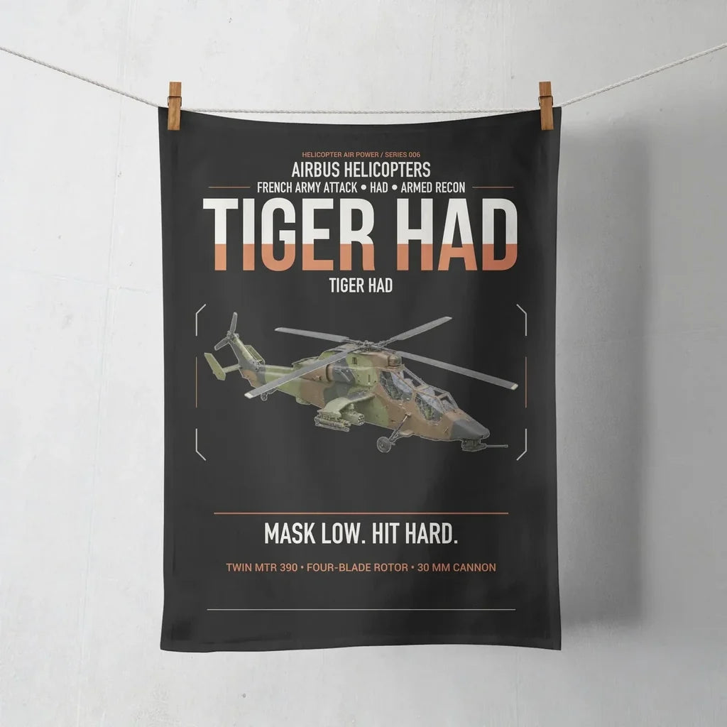 Airbus Helicopters Tiger HAD design on black towel