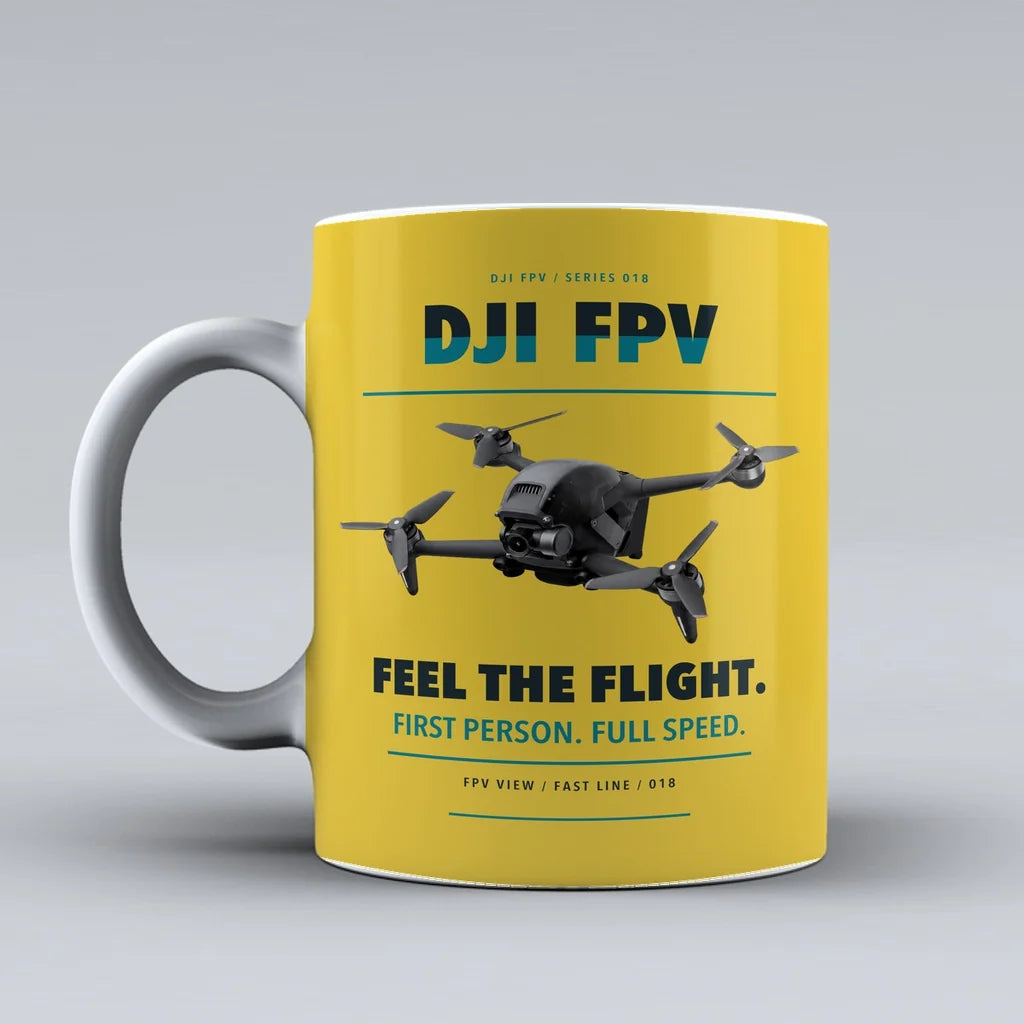 FPV Mug design on yellow dji