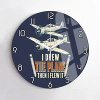 Thumbnail for I Drew The Plane Then I Flew It design on navy blue no frame wall clock