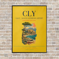 Thumbnail for Calvi - Sainte-Catherine Airport CLY vertical canvas print - framed - yellow background