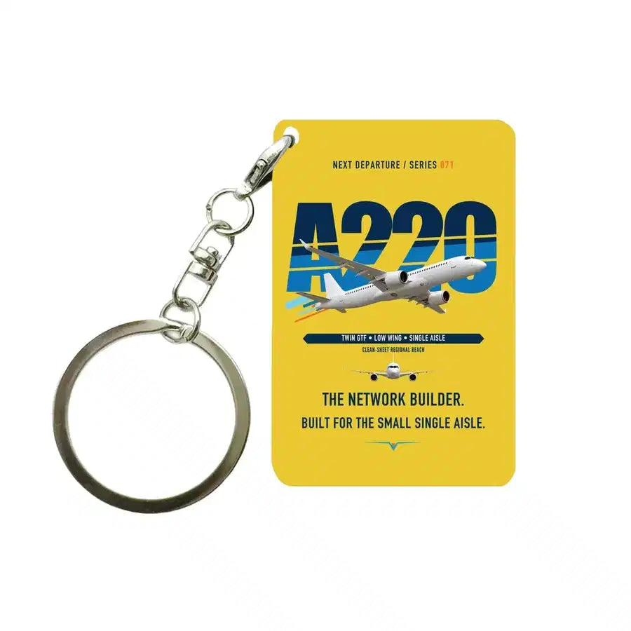 Airbus A220-300 Key Chain design on yellow key chain
