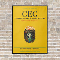 Thumbnail for Spokane International Airport GEG vertical canvas print - framed - yellow background