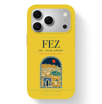 Thumbnail for Fez Airport (FEZ) design on yellow iPhone 17 Pro MagSafe case