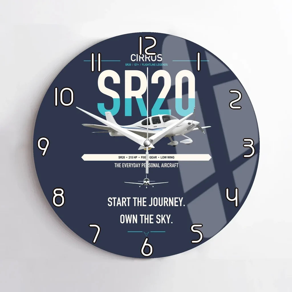Cirrus SR20 design on navy blue no frame wall clock